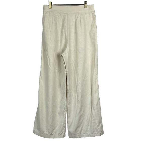 Christian Siriano Wide Leg Pants Women's 8 Linen Blend Beige Colored Pleated - Picture 2 of 8